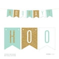 thumbnail image 1 of Signature Light Aqua, White, Gold Glittering Birthday Party, Hanging Pennant Banner, Hooray!, 1 of 2