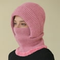 thumbnail image 2 of Resicozy Women's Outdoors Windproof Scarf Hat Winter for Women Warm Knitted Solid Color Hat Scarf Pink 13.5 In, 2 of 4