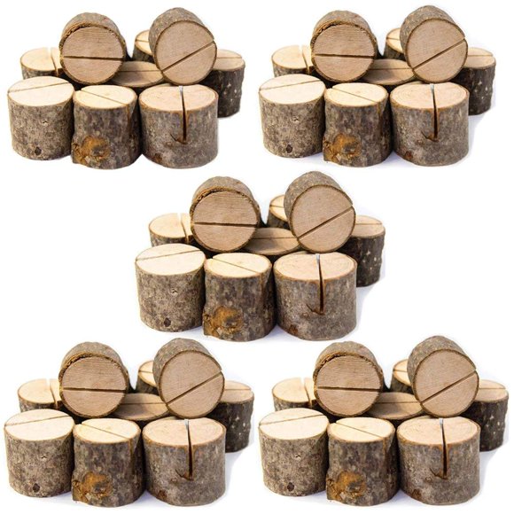 Senover Support de Numéros de Table en Bois Rustique Support de Carte de Place en Bois pour Fête Mariage Support de Carte de Nom de Table Mémo (50 Pcs)