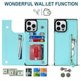 thumbnail image 3 of Wallet Case for iPhone 14 Pro Max, PU Leather Magnetic Crossbody Shockproof Protective Phone Case with Kickstand Zipper Shoulder Strap Back Card Slots Holder Cover for iPhone 14 Pro Max,Green, 3 of 21