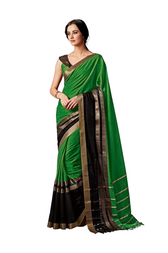Sarees for Women Cotton Art Silk Woven Indian Wedding Sari, Ethnic Gift Sari Green