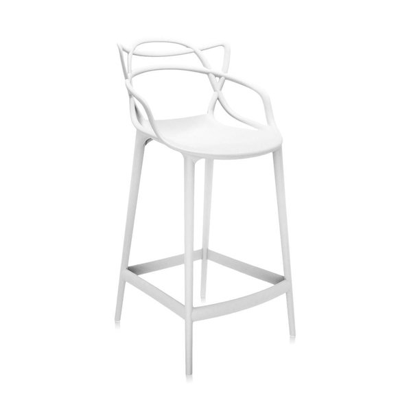Plata Import Keeper Stool in White, White Tangled Stool, Modern-Mid Century Counter Stool in White, Indoor-Outdoor Stool, Kitchen Stool, Restaurant Stool, White Keeper Stool, Polypropylene Stool, Coun