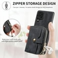 thumbnail image 3 of Phone Case for Samsung Galaxy A42 5G Zipper Wallet Cover with Credit Card Holder Slot Shoulder Crossbody Strap Long Lanyard Leather Cell Accessories A 42 G5 42A S42 4G 2021 Women Girls Black, 3 of 7