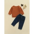 thumbnail image 4 of Qiylii Boys Clothes Set, Letter Round Collar Sweatshirt+Elastic Waist Jeans, 4 of 8
