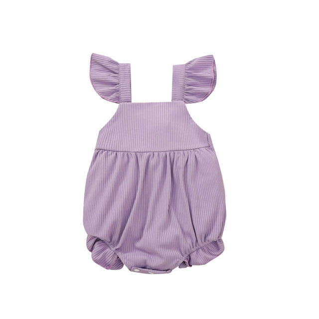 Faithtur Bébé Filles Romper, Couleur Unie Col Carré Manches Mouche une Seule Pièce