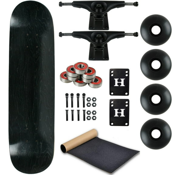 Moose Complete Skateboard Stain Black 7.75" With Black Trucks and Black Wheels