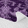 thumbnail image 5 of Erosebridal Purple Baroque Damask Bed Spread Queen for Women Girls, Boho Stripe Flower Queen Coverlet Set, 3 Pieces, 5 of 7