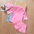 thumbnail image 3 of Toddler Baby Girl Long Sleeve Swimsuits UPF 50+ Two Piece Rash Guard Set with Hat, 3 of 9