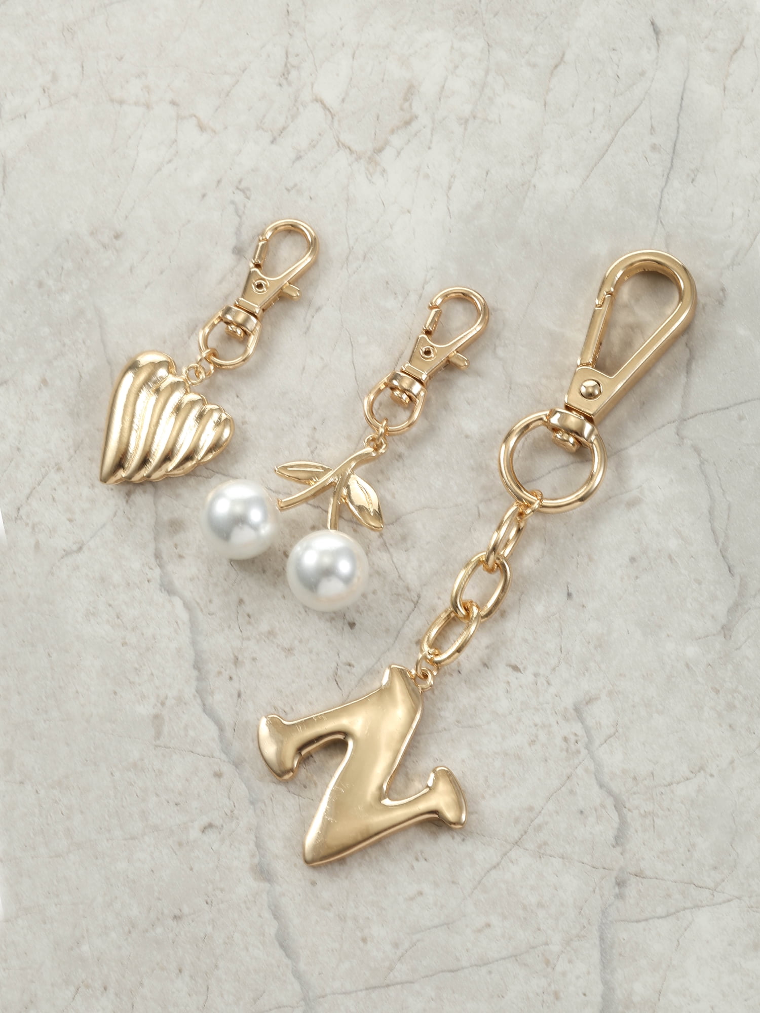 Time and Tru Goldtone Initial Letter Bag Charm Set, 3 Pieces, Letter N