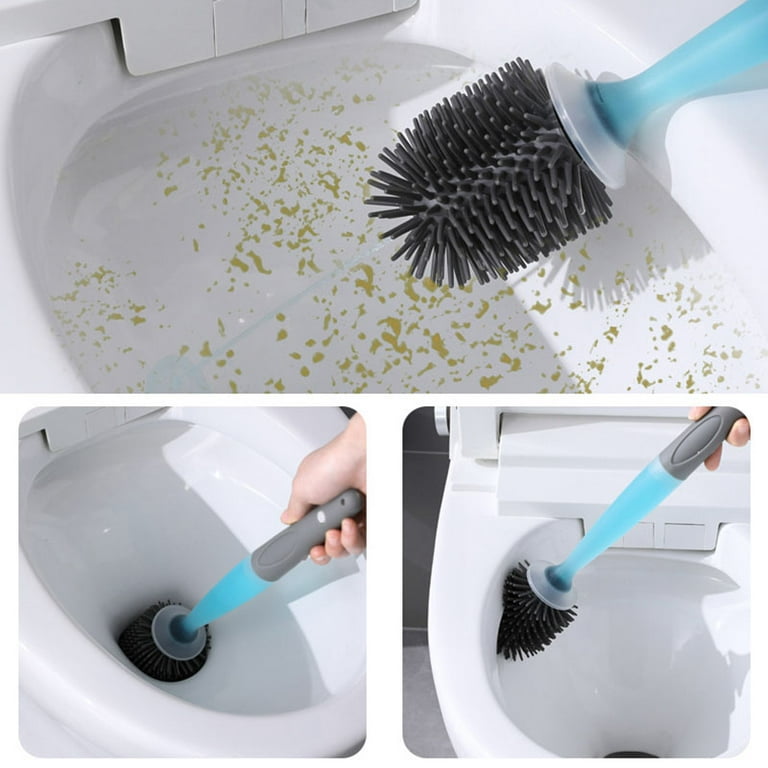 Toilet Brush Cleaner Set with Soap Dispenser Wall-Mounted Press-out Liquid  Toilet Cleaning Brush with Holder Bathroom Toilet Bowl Brush Set 