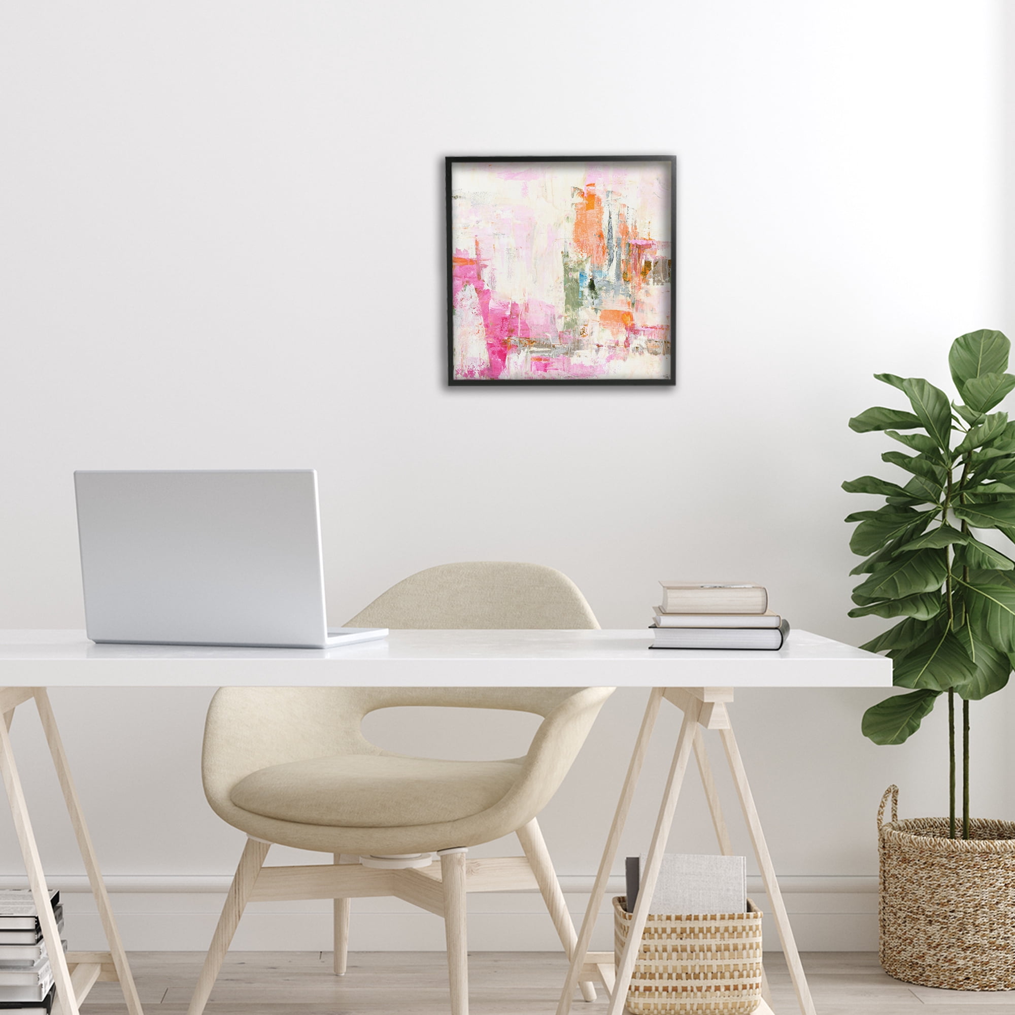 Stupell Industries New Age Pink Abstract Black Framed Giclee Art, design by Design Fabrikken