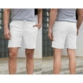 thumbnail image 3 of Dellytop Men's Linen Solid Color Shorts Casual Straight Pants White L, 3 of 5