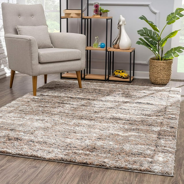 eRug Outlet Retro Collection Modern Abstract Area Rug (5x8 feet) - 5'3" x 7'6", Ivory