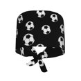 thumbnail image 6 of Scrub Caps Women Men - Cute Soccer Balls Black Soft Comfy Waterproof Adjustable Working Cap Scrub Hats Surgical Caps for Women Men With Sweatband, Nurse Caps for Women Men, 6 of 6