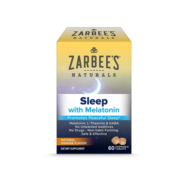 Zarbee's Naturals Sleep with Melatonin Supplement, Natural Orange, 60