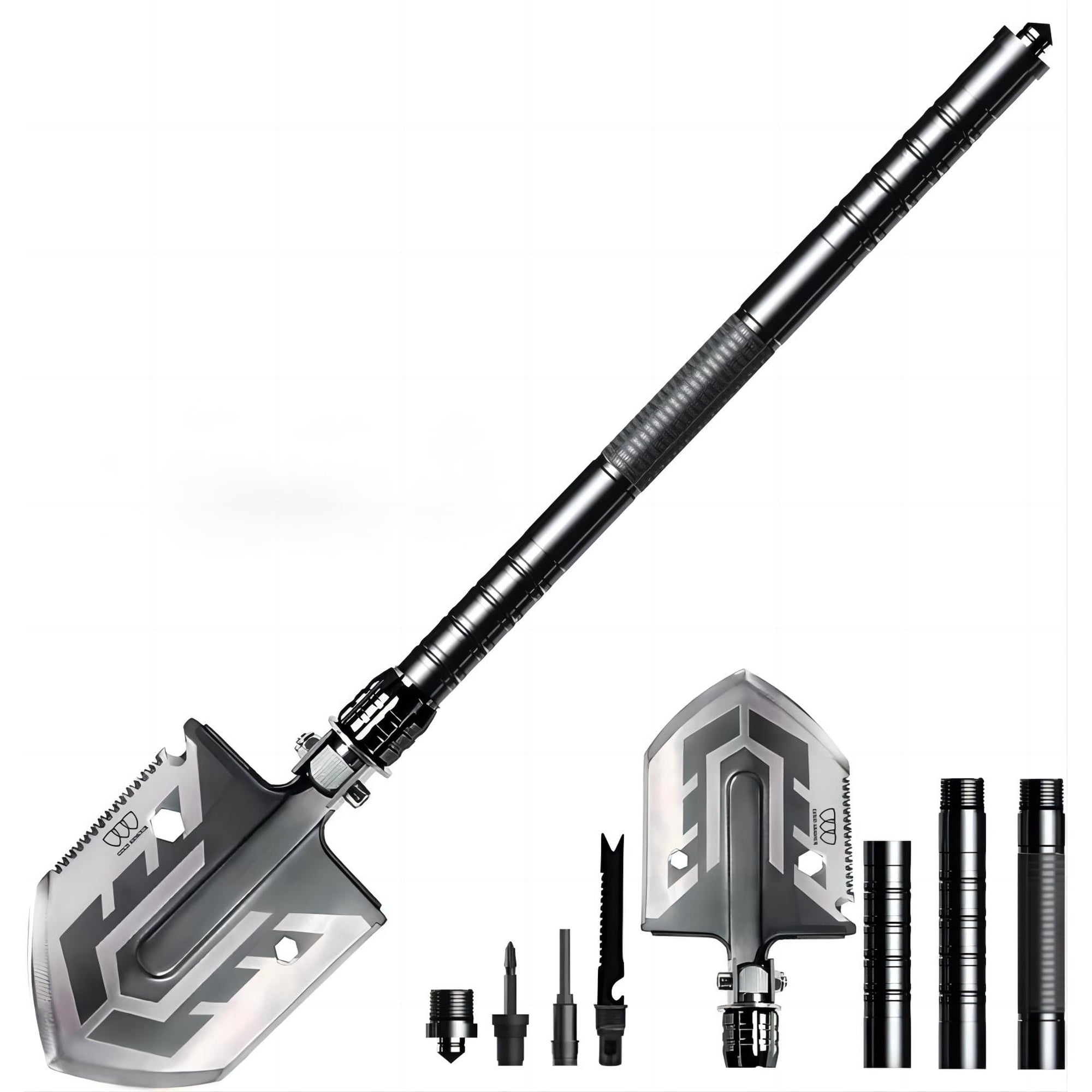HZMPDSY Survival Tactical Shovel Collapsible Portable Spade Kit Aluminium Alloy Handle Multifunctional Camping Tool for Hiking Fishing Gardening Digging