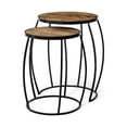 thumbnail image 5 of Pemberly Row 20x26 Set of Two Round Top Brown Wooden Nesting Accent Tables, 5 of 9