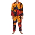 thumbnail image 3 of Fotbe Marigold Flowers In Different Colors Pijama de Hombre con Estampado de Manga Larga, Conjunto de 2 Piezas, Ropa de Dormir Suave y Cómoda con Bolsillos-Large, 3 of 7