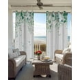 thumbnail image 4 of Teal Botanical Blackout Curtains 45 Inches Long, Spring Weeping Eucalyptus Leaves Thermal Insulated Black Out Curtains, Small Darkening Window Curtain Drapes for Cafe Bedroom 42"x45" 2 Panels, 4 of 8