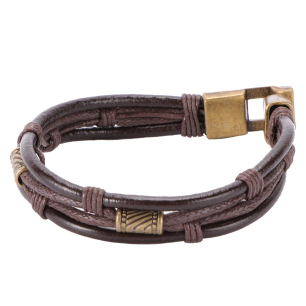EeaseMX Pulsera de cuero con hebilla de aleación, estilo punk, para hombre (café C)