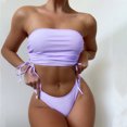 thumbnail image 3 of Sexy Women's Bathing Suits Two Piece High Cut Bandeau Bikini Sets Hight Waist Swimsuits Off Shoulder Tie Swimwear, 3 of 6