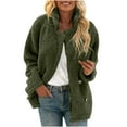 thumbnail image 7 of Fnooota Women's Fleece Jackets, Warm Stand-up collar Loose Fit Lightweight Winter Outerwear Green Size 2XL, 7 of 7