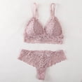 thumbnail image 2 of JSGEK Women Floral Lace Bra and Thong Set Plunge Neckline Adjustable Straps Intimate Lingerie for Bedroom Wear Pink L, 2 of 9