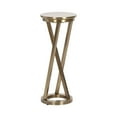 thumbnail image 4 of Kate and Laurel Aja Modern Metal Round Drink Table, 9 x 9 x 22, Antique Brass, Decorative Geometric Pedestal Table with Circular Tabletop for Use as Metal Indoor Plant Stand, 4 of 8
