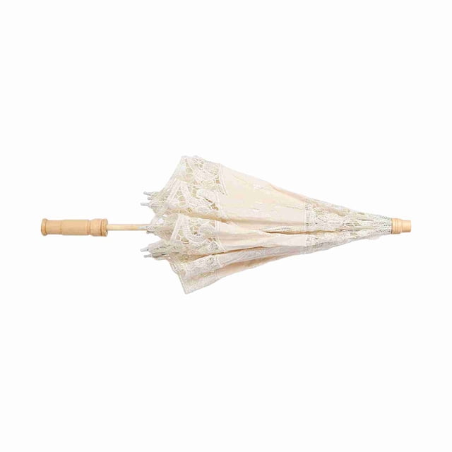 Parasol Mumusuki Paraguas de encaje Tela de Seda Hecho A Mano Encaje Flor Bordado Sombrilla Boda Novia Fotografía Paraguas Beige