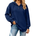 thumbnail image 4 of THNCYX Women Waffle Knit Hooded Henley Shirts Drawstring Hoodies Long Sleeve Tops Loose Fit Casual Sweatshirt Fall Clothes, 4 of 7