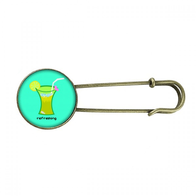 Broche de Metal antiguo EsES Bebida de verano pintada de naranja ácida