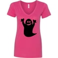 thumbnail image 3 of Inktastic Happy Halloween Cute Ghost Women's V-Neck T-Shirt, 3 of 5