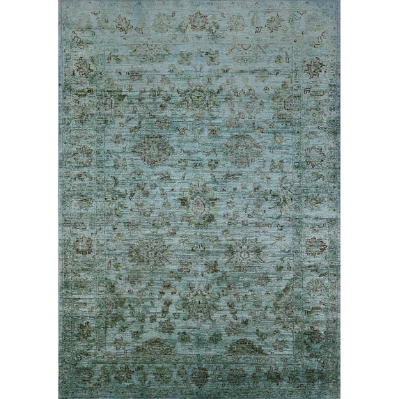 Ahgly Company Indoor Rectangle Mid-Century Modern CadetBlue Green Area Rugs, 6' x 9'