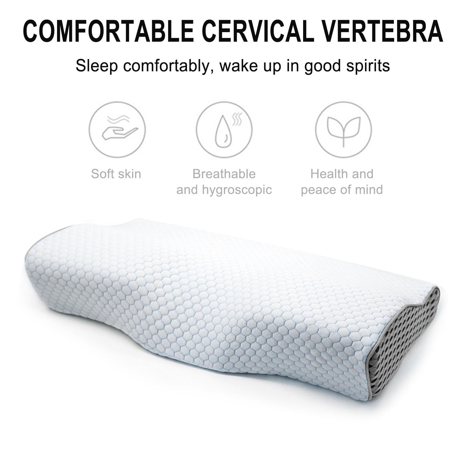 WZXPWT Memory Foam Pillow, 20"x12" Ergonomic Cervical Support Neck Pillow, Breathable Comfortable Sleep Pillow, Easy-to-Clean Standard Size Bed Pillow