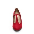 thumbnail image 3 of BURUDANI Women's T-strap Mary Jane Pumps Low Chunky Heels Wedding Dress Shoes RED Size 5, 3 of 5