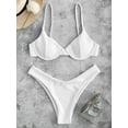 thumbnail image 4 of ZAFUL for Women Swimwear Ribbed High Leg Underwire Bikini Swimsuit White L, 4 of 7