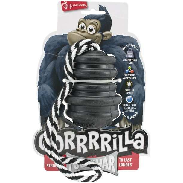 Multipet Gorrrilla Jouet de Friandise en Caoutchouc Dur W / Corde 4,5 "-Noir