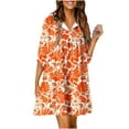 thumbnail image 2 of GERsome Summer Dresses for Women Casual Tshirt 3/4 Sleeve Floral Sundress Beach Cover Ups, 2 of 5