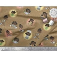 thumbnail image 3 of Soimoi Brown polyester Crepe Fabric Circle,Cook & Working Girl Printed Craft Fabric by the Yard 42 Inch Wide, 3 of 3