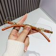 thumbnail image 5 of Fashion for Women & Men Metal Temples Summer Traveling Eyewear Unique UV400 Rimless Cut Edge Sunglasses Cheetah Design Sunglasses Retro Shades Rectangle Sun Glasses GRADIENT TEA, 5 of 8