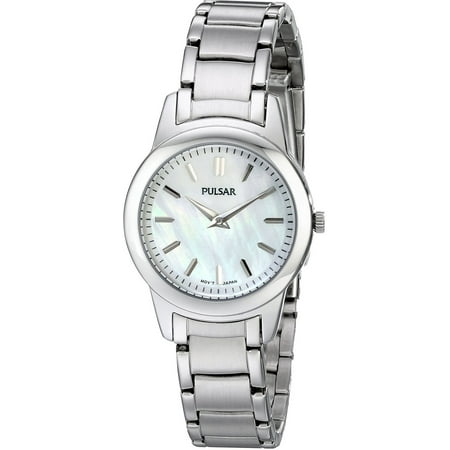 Pulsar Womens Brass Case Stainless Steel Bracelet Mother of pearl Dial Silver Watch - PRW011