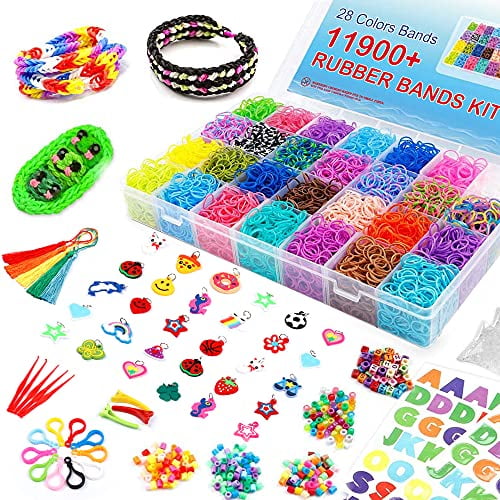 11880+ Loom Bands Set: Colorful Loom Rubber in 28 Colors Container, 600 Clips, 200 Beads, 52 ABC Beads, Premium Bracelet Making Refill Kit for Girls Kids Gift DIY Craft - Walmart.com