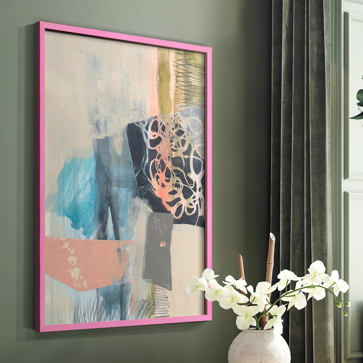 Reductive I in Pink Solid Wood 11 x 14 Framed Print