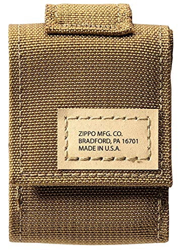 Zippo Coyote Tactical Pouch and Black Crackle Windproof Lighter Gift Set, Tan, One Size