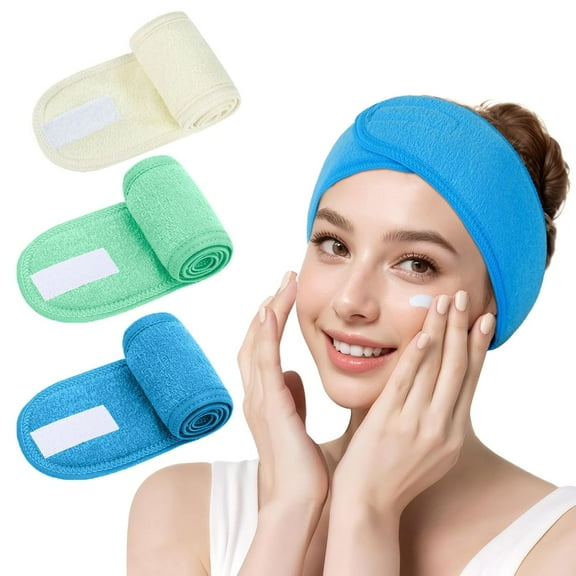 2 / 3Pack Face Washing Skincare Headband - Terry Cloth Adjustable Face Wash Headbands for Make Up,Spa Mask