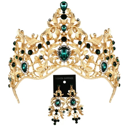 

Rosarivae 1 Set Rhinestone Tiara Crown Earring Set Creative Delicate Tiara Crown