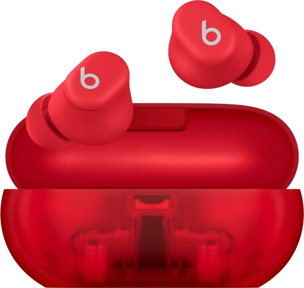 Restored Beats Solo Buds True Wireless Earbuds MUW03LL/A - Transparent Red (Refurbished)