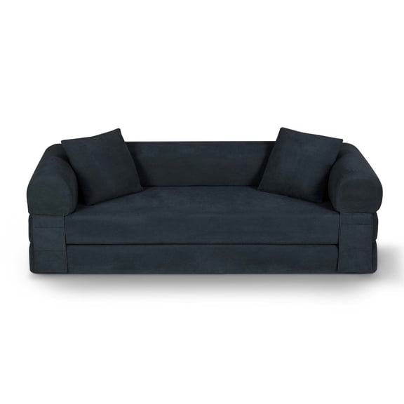 Miniyam 80" W Convertible Sofa, Boneless Couches for Living Room, Folding Sleeper Sofa Bed Queen with Pockets, Corduroy Flod Out Compressed Couch in a Box(Dark Gray)