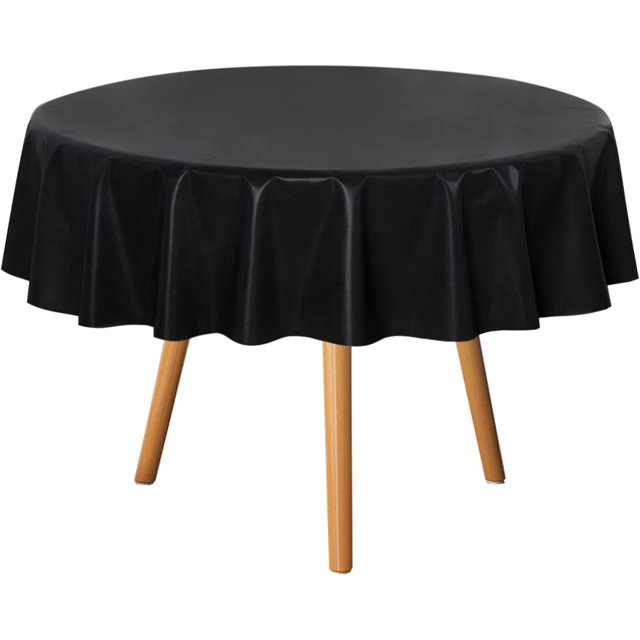Clear Plastic Round Tablecloth - - Vinyl PVC Table Cloth Protector Oil Spill Proof Wipe Clean Table Cover for Dining Tables Parties Camping Crystal Clear
