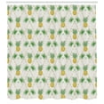 thumbnail image 3 of Tropical Shower Curtain, Graphic Image of Palm Branches and Pineapples on Diamond Shape Pattern Backdrop, Fabric Bathroom Set with Hooks, 69W X 84L Inches Extra Long, Multicolor, by Ambesonne, 3 of 3
